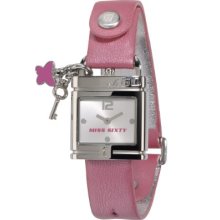 Miss Sixty Ladies Watch Srb005 In Collection Lucchetto, 2 H And S, White Dial And Pink Strap