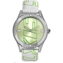 Miss Sixty Women's Paradigma Watch, Light Green Dial, White Leather Strap Sr5003