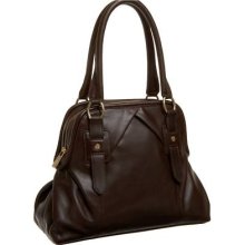 Monsac Chocolate Brown Leather Angelina Satchel Large Handbag Purse