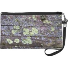Moss and Lichen covered Wood Boards Wristlet