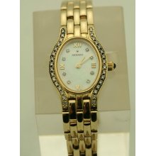 Movado Luveti 14k Solid Gold Ladies Watch Diamonds Mop Dial Good Shape