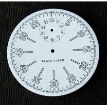 N O S Elgin White Enamel Military Timer Dial For The 16 Size P W