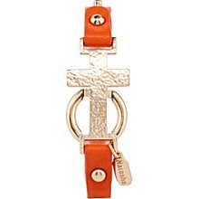 Natasha Small Hammered Cross Leather Bracelet - Gold