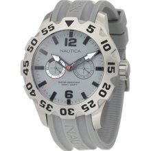 Nautica Mens Bfd 100 Multifunction Grey Dial Stainless Steel Case Resin Watch