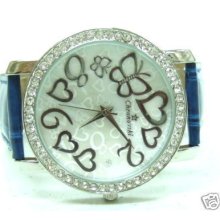 Navy Blue Strap Women Designer Bling Fashion Watch Brs3