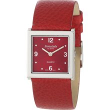New ESSENTIALS By ABS Womens Square Watch Red Leather Lizard Pattern Strap 40104