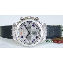 New Luxury Lls Automatic Men Watch 18kt White Gold Daytona Full Diam