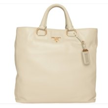 New Prada Creme Cream White Designer Handbag Tote Bn1713 Retail $2480