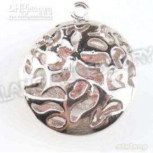 New Wholesale Rhodium Plated Copper Hollow Round Shape Pendants With