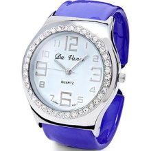 New Women's White CZ Bezel Purple Fashion Bangle Watch