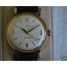 Nice Vintage Timex Gold Tone Manual Wind Men's Watch W/ Fancy Lugs