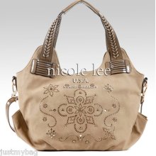 'nicole Lee' Kiana, Laser Cut Flower Mandala Shoulder Bag, Taupe