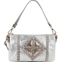 Nicole Lee P2868-SV Joanne Metallic Geometrics Shoulder Bag - Silver