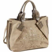 Nicole Lee P3096-TP Kiana Laser Cut Flower Mandala Shopper - Taupe