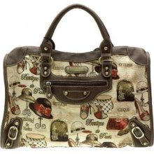 Nicole Lee TAP3295-BW Lexter Accessories Tapestry Satchel - Brown