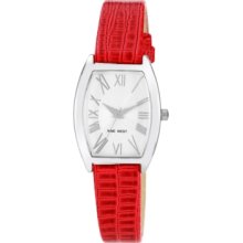 Nine West Watch, Womens Red Lizard Grain Leather Strap 30x26mm Nw-1371