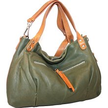 Nino Bossi Soft Unstructured Satchel with Cross Body Option Moss - Nino Bossi Leather Handbags
