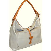 Nino Bossi Top Zip Shoulder Bag with Knotted Closure Fog - Nino Bossi Leather Handbags