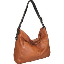 Nino Bossi Top Zip Hobo W/Adjustable Shoulder Strap Cognac