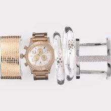 Nixon 'The 42-20 Chrono' Watch Champagne Gold/ Silver