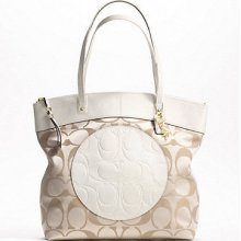 Nwt Coach Laura Signature Large Tote Handbag Sateen Fabric Msrp $298