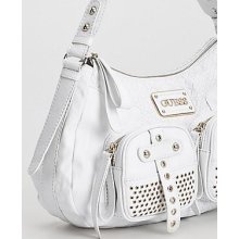 NWT GUESS Expression Hobo White lots of gold-tone studding detail Very Classy - Off-White
