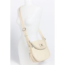 Nwts Marc By Marc Jacobs Natasha Buffalo Leather Turnlock Beige Crossbody Bag