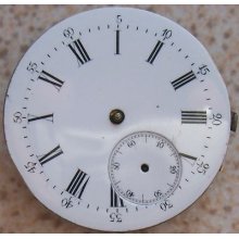 Old Wristwatch Movement & Enamel Dial 32 Mm.in Diameter