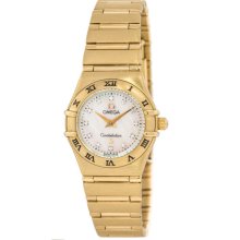 Omega Constellation 18k Yellow Gold Diamond Dial Quartz Women Watch
