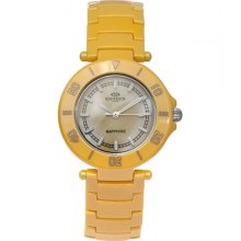 Oniss Ladies Mother Of Pearl Yellow Ceramic Swiss Watch