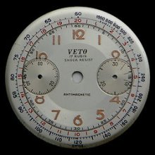 Original Vintage Veto Silver Chronograph Dial Fits Landeron Caliber 50's