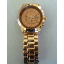 Oversized Watch Rose Gold Designer Style 3-d Matching Band Ez To Read Gorgeous