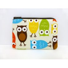 Owl Coin Purse Small Zipper Pouch Padded Zipper Card Pouch Urban Owls