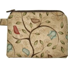 Owl Padded Zipper Coin Purse -small Brown Pouch