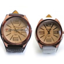 Pair of Big Dial Wide PU Leather Band Student Style Quartz Wrist Watch