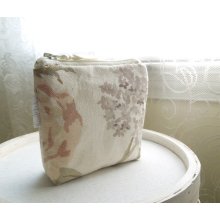 Pale Beige Floral Cotton Coin Purse