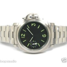 Parnis Mm14s Military Watch Green Sandwich Dial Brushed Stainless Steel Band