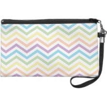 Pastel Purple Blue Green Zigzag Wristlet Clutch