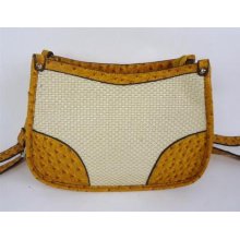Paula Rossi Brown Ostrich Print Faux Leather Shoulder Bag Handbag