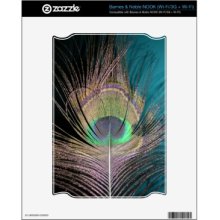 Peacock Feathers on black and turquoise Skins For The Nook