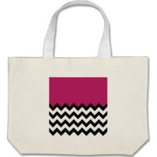 Peony Red Pattern On Large Zigzag Chevron Tote Bags