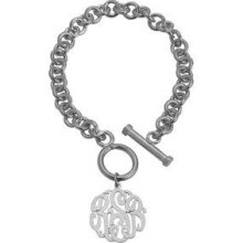 Personalized Monogram Toggle Bracelet In Sterling Silver