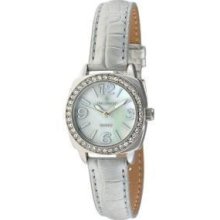 Peugeot Ladies Silver Tone Leather Watch 3011sl