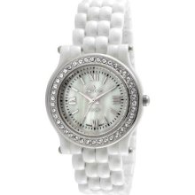 Peugeot Ps4905Ws Women'S Ps4905Ws Swiss Ceramic White Silver-Tone Crystal Bezel Watch