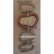 Pierre Nicol Pink Crystal Silver Ladies Watch -