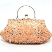 Pink Champagne Beaded Evening Bag