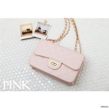 Pink Classic Medium Quilted Gold Chain Shoulder Crossbody Bag Handbag Ver.4