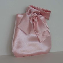 Pink prom purse, wedding evening wristlet with bow