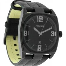 Police Edge Watch, Black Face And Leather Strap, Cw91