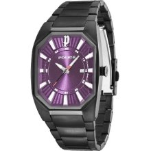 Police Octane Men's Quartz Watch With Purple Dial Analogue Display And Black Stainless Steel Bracelet 12895Jgsb/15M